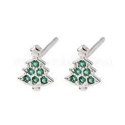 Messing Micro Pave Zirkonia Charisma Baum Ohrstecker&nbsp;EJEW-L278-09P