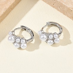 Boucles d'oreilles créoles en laiton micro pavé de zircons cubiques pour femmes&nbsp;EJEW-A168-17P
