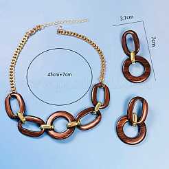 Ensemble de collier et boucles d'oreilles pendantes en alliage avec chaîne à maillons ovales en acrylique&nbsp;FS-WGB1D27-01