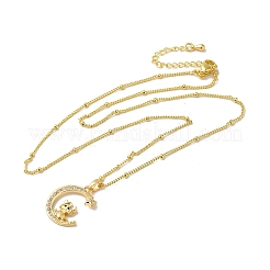 Collane con ciondoli in ottone micro pavé di zirconi chiari&nbsp;NJEW-K269-05G-06