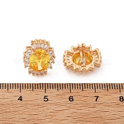 Pendientes de latón ovalado con micro pavé de circonitas cúbicas para mujer&nbsp;EJEW-G428-27G-01