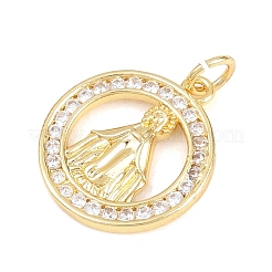 Ciondoli religiosi in ottone micro pavé con zirconi cubici trasparenti&nbsp;KK-H273-45G-01