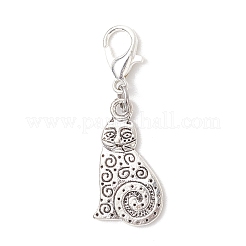 5 pendentif décoratif en alliage de style tibétain en forme de chaton&nbsp;HJEW-JM03894