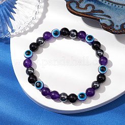 Stretch-Armbänder mit runden Edelsteinperlen&nbsp;BJEW-JB11005-02