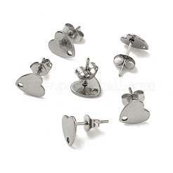 Anlaufgeschützte Ohrstecker-Beschläge aus 304er Edelstahl in Herzform&nbsp;STAS-R063-37