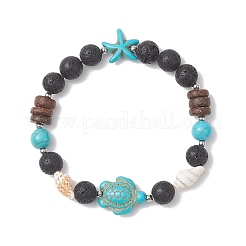 2 bracciale elastico da donna in turchese sintetico tinto&nbsp;BJEW-JB13198