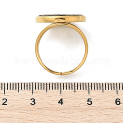 Flache runde Manschettenringe aus Paua-Muschel aus 304 Edelstahl für Damen&nbsp;RJEW-G346-02G-01