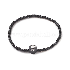 Halloween-Thema Stretch-Armband aus Glassamen und Polymer-Ton-Perlen für Frauen&nbsp;BJEW-JB09269