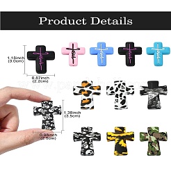 10 Stück 10 Stile Kreuz-Silikon-Fokalperlen&nbsp;SIL-YW0001-26