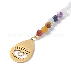 Ciondolo a forma di goccia e occhio in acciaio inossidabile 201 e 304 con tema chakra&nbsp;PALLOY-JF01199-04