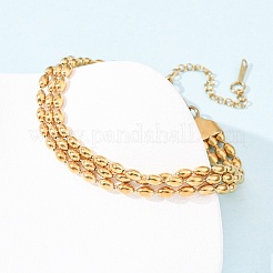 Mehrreihige Armbänder aus 304 Edelstahlperlen&nbsp;LS-BJEW-K287-01G