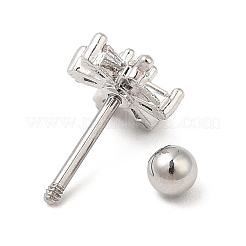Latón micro pave aretes de circonita cúbica transparente&nbsp;EJEW-L265-08P