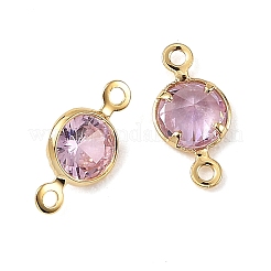 Shegrace Messing-Pavé-Zirkonia-flache runde Verbindungsanhänger&nbsp;XGRQ2O150-443B-G