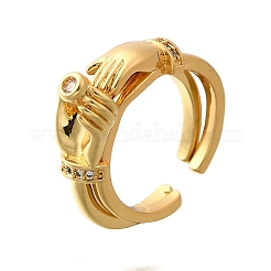 Anelli polsino in ottone con zirconi cubici&nbsp;RJEW-Q018-01G