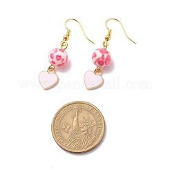 3 paio di 3 ciondoli smaltati in lega rosa stile e orecchini pendenti con perline in resina&nbsp;EJEW-JE05030-02