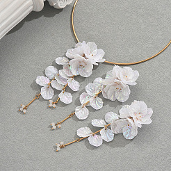 Ensemble de boucles d'oreilles pendantes et pendentif en alliage de zinc et résine en forme de fleur pour femmes&nbsp;FS-WG35C3B-01