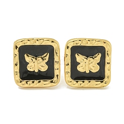 Boucles d'oreilles à tige carrées en acier inoxydable 304 avec placage ionique papillon (IP)&nbsp;EJEW-G400-17G-01