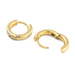 Orecchini a cerchio huggie in acciaio inossidabile 304 con micro pavé di zirconi cubici trasparenti placcati ioni (ip)&nbsp;EJEW-C096-01C-G