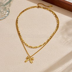 Colliers à pendentif double couche en acier inoxydable 304 pour femmes&nbsp;WGDC0B3-03