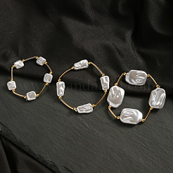 3 Stück 3 Stile Messing & Imitationsperlen Armbänder für Frauen&nbsp;FS-WGEC677-01