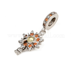 Messing Topas Strass europäischen Anhänger Charms&nbsp;KK-P324-09P