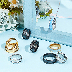 36 Stück 18 Stil 201 Edelstahl geriffelte Fingerring-Einstellungen&nbsp;RJEW-UN0002-84
