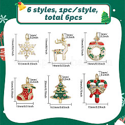 6 pendentif en laiton et strass sur le thème de Noël&nbsp;KK-CA0003-79