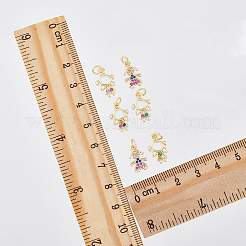 8pcs 2 breloques en zircone cubique en laiton de style micro pavé&nbsp;KK-DC0003-16