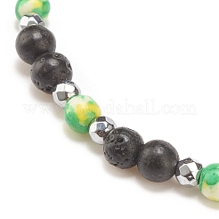 Bracelet extensible en perles de pierres précieuses mélangées naturelles et synthétiques avec croix en zircone cubique transparente pour femme&nbsp;BJEW-JB08247-02