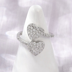 Anelli per polsini da donna in ottone con micro pavé di zirconi cubici&nbsp;RJEW-C129-12P