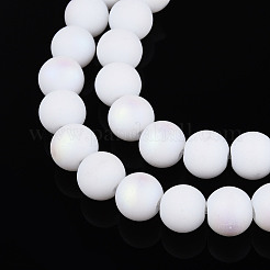 Brins de perles de verre opaques givrées&nbsp;LS-GLAA-T032-P8mm-MBB02