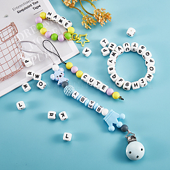 20 pz cubo bianco lettera perline di silicone 12x12x12mm dadi quadrati alfabeto perline con 2mm foro distanziatore lettera allentata perline per collana braccialetto creazione di gioielli&nbsp;JX432W