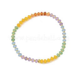 Bracelets extensibles en perles rondelles de jade blanc naturel teintées pour femmes&nbsp;BJEW-JB14235-02
