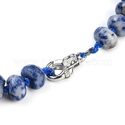 Collares de cuentas graduadas con rondelle de jaspe con puntos azules naturales para mujeres y hombres&nbsp;NJEW-K388-02N