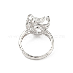 Rhodinierte 925 Sterling Silber Micro Pave klare Zirkonia verstellbare Ringkomponenten&nbsp;STER-NH0017-01P