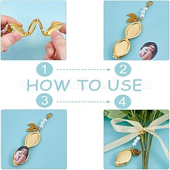Decoración colgante con medallón para fotografía de boda de aleación y latón&nbsp;HJEW-WR00001