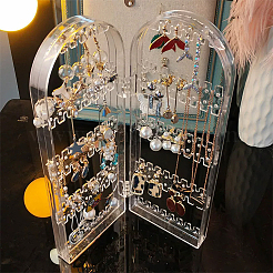 Klappbarer Ohrringständer aus Kunststoff mit 2 Klappplatte&nbsp;ODIS-WH0043-142B-02