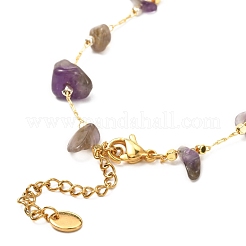 Natürliche Amethyst-Chip-Perlenkette für Mädchenfrauen&nbsp;NJEW-JN03708-01