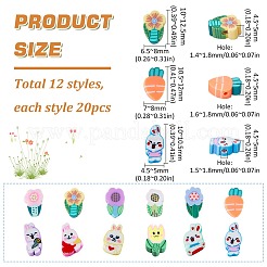240 Stück handgefertigte Polymer-Tonperlen im Cartoon-Stil&nbsp;CLAY-SC0001-66