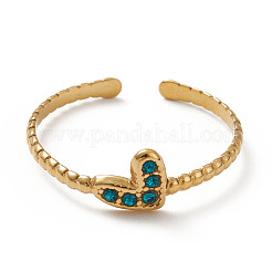 Anillo de puño abierto con corazón de rhinestone&nbsp;RJEW-K237-02G