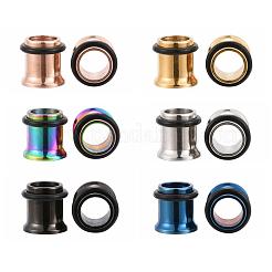 12 Stück 6 Farben 316 chirurgischer Edelstahl Schraube Ohr Messgeräte Flesh Tunnel Stecker&nbsp;STAS-YW0001-15
