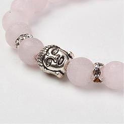 Rosa naturale perle di quarzo si estendono braccialetti&nbsp;BJEW-JB02812-02