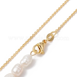 Collana lariat con pendente a pepita di pietre preziose naturali miste con perle di perle&nbsp;NJEW-JN04508