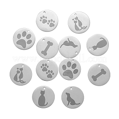 12 pz 6 pendenti per animali domestici in acciaio inossidabile 304&nbsp;STAS-CJ0001-139