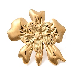 Offene Manschettenringe aus Edelstahl 304 mit Blumenmotiv für Damen&nbsp;RJEW-A091-22G