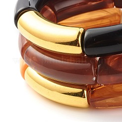 Set di braccialetti elastici per donna con perline tubolari curve in acrilico e plastica ccb&nbsp;BJEW-JB07318