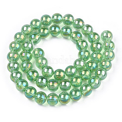 Chapelets de perles en verre transparent électrolytique&nbsp;GLAA-T032-T8mm-AB17