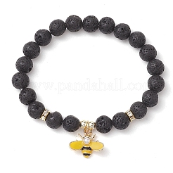 8.5 mm runde Stretch-Armbänder aus natürlichem Lavastein&nbsp;BJEW-JB10517