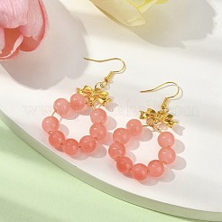 Boucles d'oreilles pendantes avec anneau en perles de verre imitation jade&nbsp;EJEW-JE05567-02