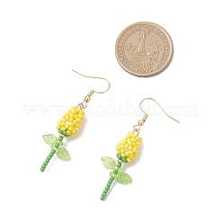 Orecchini pendenti in acciaio inossidabile con fiori in vetro&nbsp;EJEW-MZ00574-02
